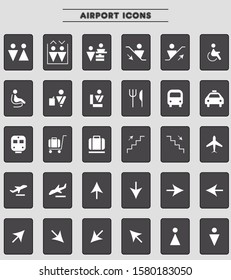 Airport icons set.Vector illustration. EPS 10