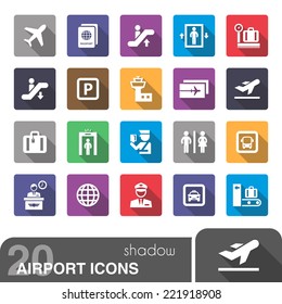 Airport icons with shadow.