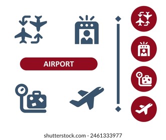 Airport Icons. Travel, Tourism, Plane, Airplane, Metal Detector Gate, Luggage, Baggage, Weight Scale Icon. Professional, 32x32 pixel perfect vector icon.