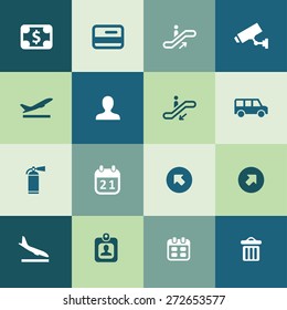airport icons universal set for web and mobile