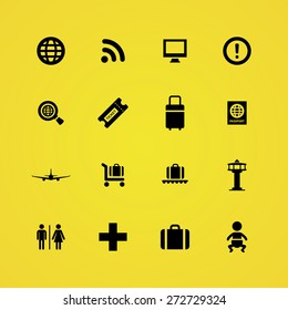airport icons universal set for web and mobile