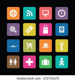 airport icons universal set for web and mobile