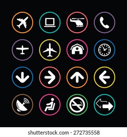 airport icons universal set for web and mobile