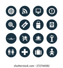 airport icons universal set for web and mobile