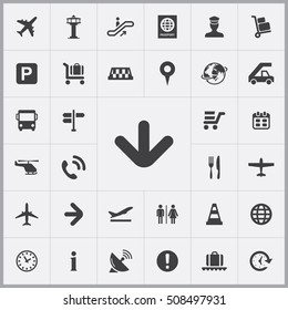 airport icons universal set for web and mobile