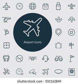 Airport Icons Vector Set.