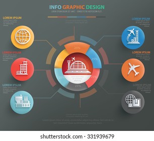 Airport Info Graphic Design, Clean Vector