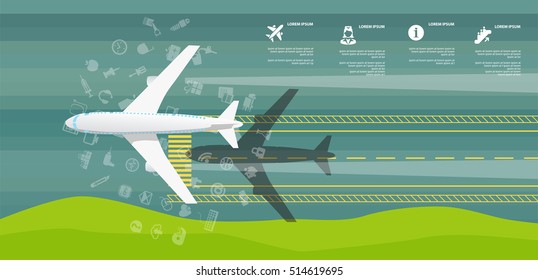 airport info graphics top view with green grass