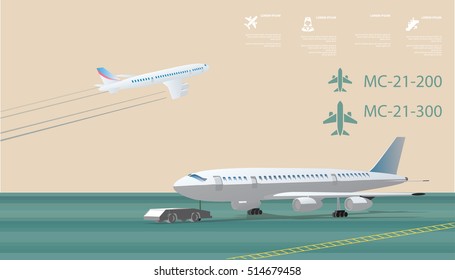 Airport Info Graphics With Two White Planes Flat 3d