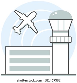 Airport - Infographic Icon Elements from Aircraft and Airport Set. Flat Thin Line Icon Pictogram for Website and Mobile Application Graphics.