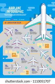 airport infographic travel vector, design building, icon graphic, transport, background modern, airplane