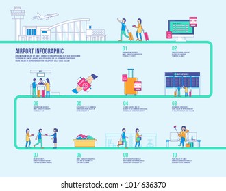 Airport Infographic Vector, Design Building, Icon Graphic, Transport, Background Modern, Landscape, Airplane, Travel