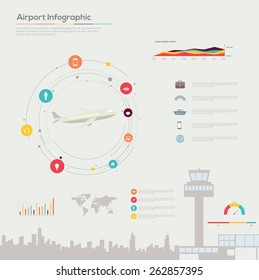 Airport infographics. Vector set 