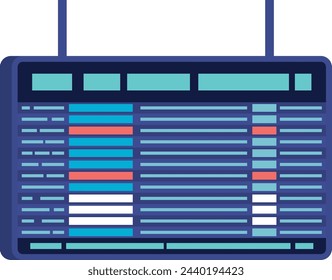 Airport information board icon. Color departure arrival display