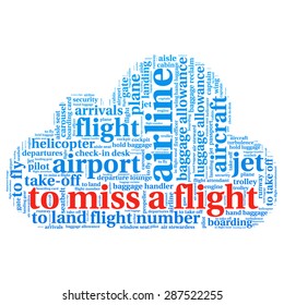 Airport info-text graphics and arrangement concept (word cloud)