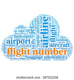 Airport info-text graphics and arrangement concept (word cloud)