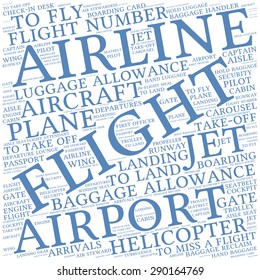 Airport info-text graphics and arrangement concept (word cloud)
