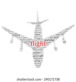 Airport info-text graphics and arrangement concept (word cloud)