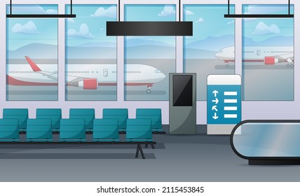 Airport interior waiting hall departure lounge modern terminal concept