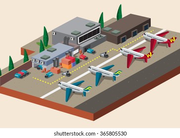 an airport in isometric