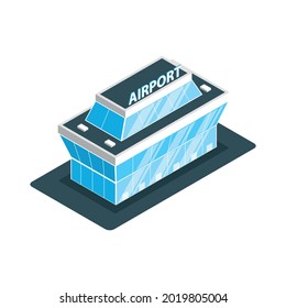 Airport isometric building exterior 3d vector illustration