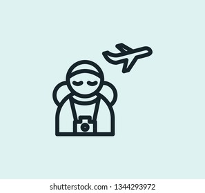 Airport late icon line isolated on clean background. Airport late icon concept drawing icon line in modern style. Vector illustration for your web mobile logo app UI design.