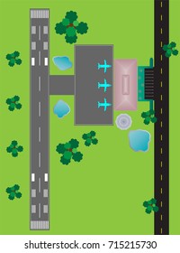 Airport Layout top View, runway parking taxiway and Building Detail