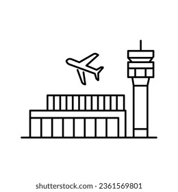 Airport line icon. Flight, terminal building, airline. Travel concept. Vector illustration can be used for topics like tourism, transportation, aviation