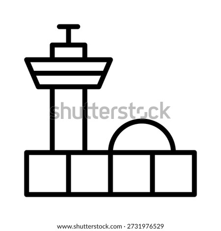 Airport line icon. Outline vector illustration with editable stroke, isolated on white background. Suitable for aviation, travel, web, mobile app, and UI design.