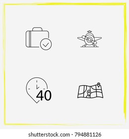 Airport line icon set control, 40 and min