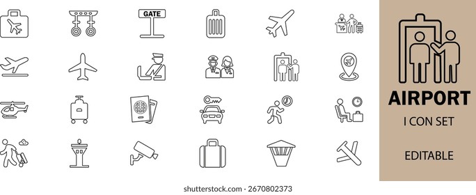 A airport line icon set vector illustration . 