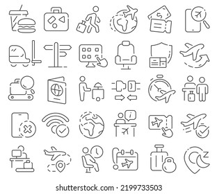 Airport line icons collection. Thin outline icons pack. Vector illustration eps10