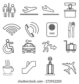 Airport line icons set
