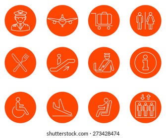 Airport line icons set.Vector