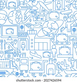 Patrón sin problemas de la línea del aeropuerto. Ilustración vectorial del fondo de contorno.