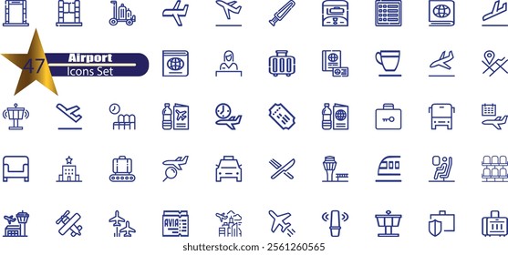  airport. Linear icon collection. Editable stroke