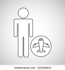 airport locate destination icon silhouette man vector illustration eps 10