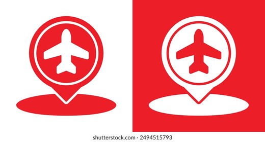 Airport location icon Flat set in black and white color outline vector