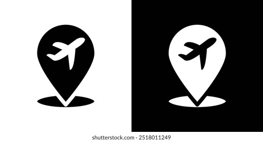 Airport location icon logo set vector