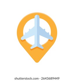 Airport location on map pin design. User interface design for maps and navigation systems for finding airports. Vector illustration.
