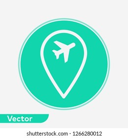 Airport location pin vector icon sign symbol