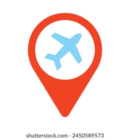 Diseño de iconos planos de Vector de Locación de aeropuerto