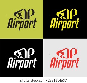 airport logotype, elements color variation abstract icon. Modern logotype, business template.