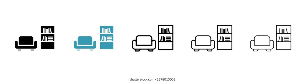 Airport lounge vector icon set. Airport lounge waiting room for UI designs.