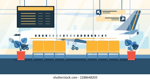 Airport Lounge, Waiting Room Scene ,Vector, Illustration