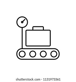 airport luggage scales line black icon on white background