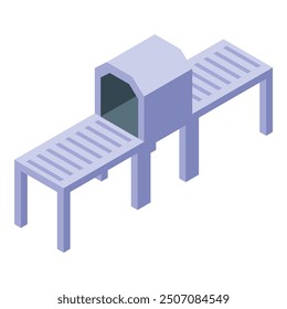 Airport luggage scanner detecting baggage on conveyor belt for security check