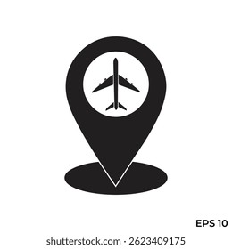 mapa de aeroporto pin ícone plano vetor