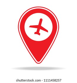 airport map pin icon. Element of warning navigation pin icon for mobile concept and web apps. Detailed airport map pin icon can be used for web and mobile on white background