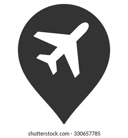 Airport Marker vector icon. Style is flat symbol, rounded angles, white background.